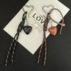 Fashionable Heart Leather Rope Keychain Cherry Bow Y2K Mobile Phone Lanyard Handmade Bag Pendant Ornaments Gifts