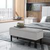 57L Storage Ottoman, End of Bed Bench with Wooden Legs, Fabric Footstool for Living Room, Bedroom, 95 x 38 x 45cm, Grey