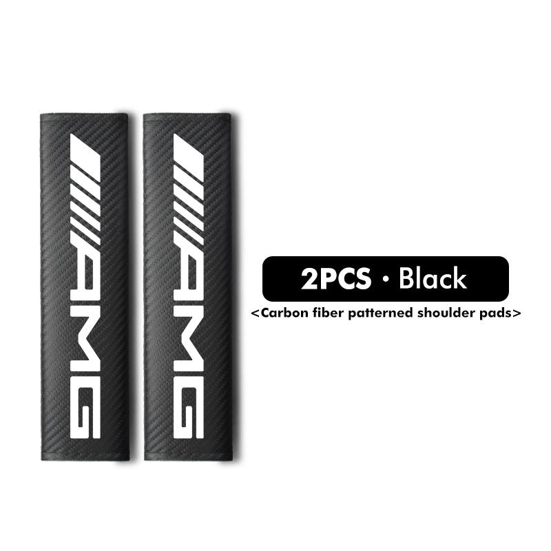 For AMG Car Logo Seatbelt Shoulder Protector Cover Carbon Fiber Safety Belt Accessories Mercedes Benz GLC GLE GLK W190 W201 C180