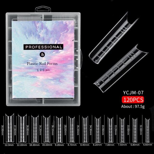 120pcs Kit Plastic Curve False Nails Art Dual Form French Tips Gel Extension Mode Acrylic Manicure Tool Accessories Sets