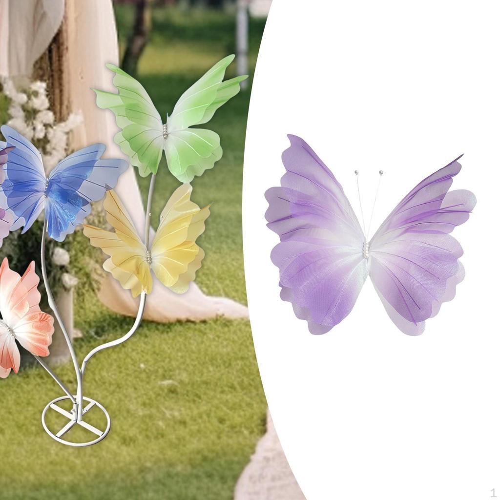 Künstlicher Gaze Schmetterling Blume Schmetterlinge mit Ständer Brautparty Zubehör DIY Basteln