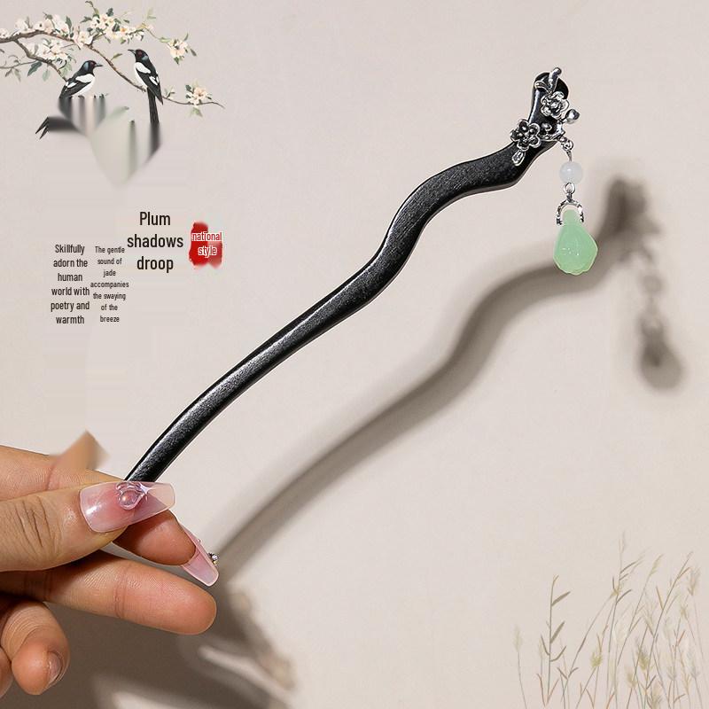 Chinese Wooden Tassel Hairpin for Hanfu - Ancient Style Hair Ornament and Gift for Women