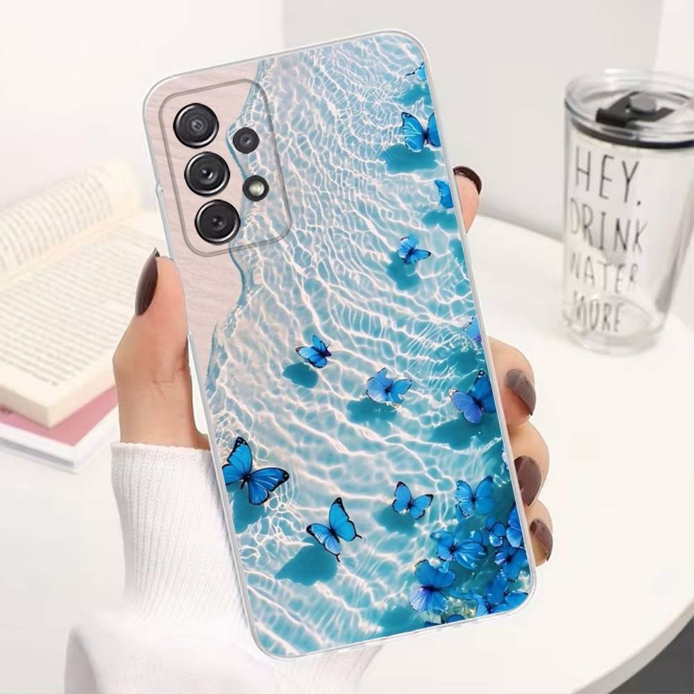Pink Butterfly Pattern For Samsung A51,30,71,S9,Ultra,S20,FE,22,Lite,23,21,PIus,10,Transparent, Silicone Case