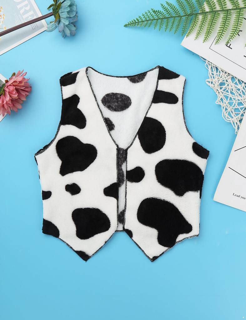 Unisex Kids Boys Girls Fancy Dress-up Flannel Sleeveless Printed Cosplay Theme Party Vest Waistcoat