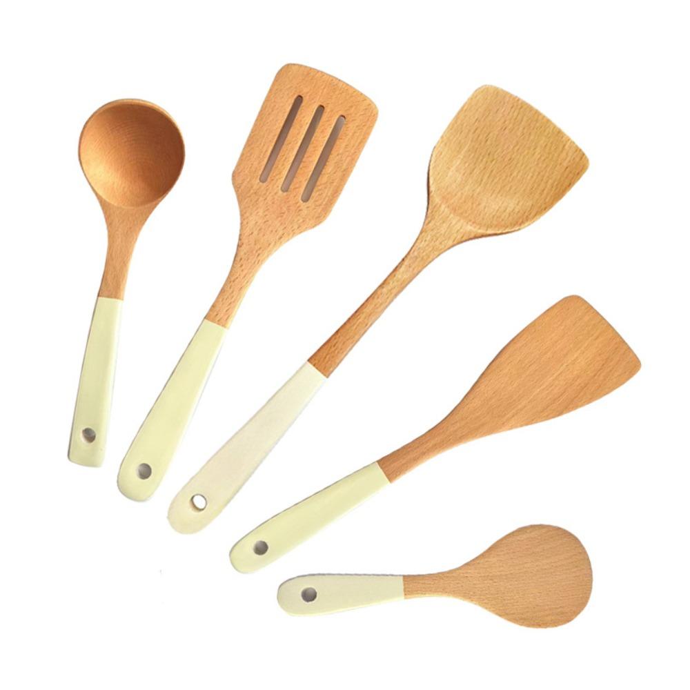 3/5 Pcs Long Handle Wooden Cooking Kitchenware Set Non-stick Cooking Utensil Set  Non-stick Pan