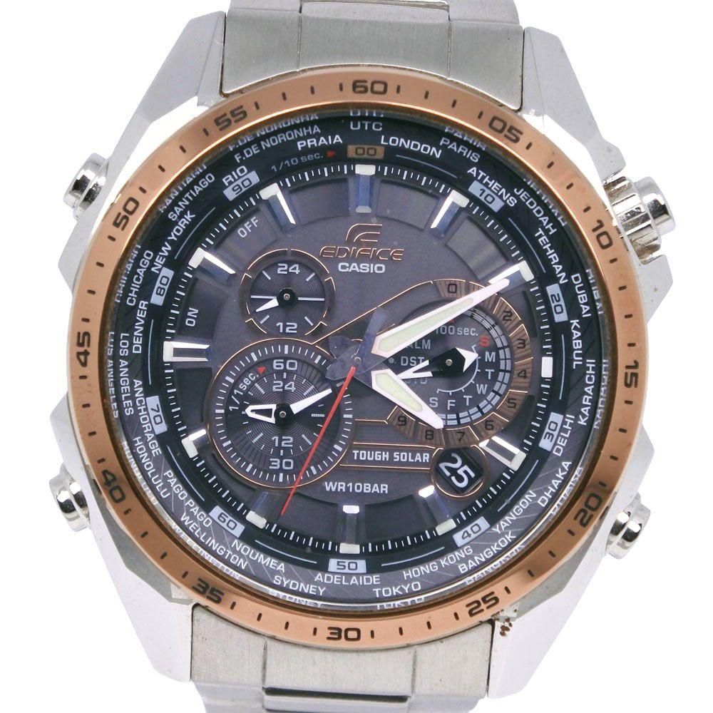 [CASIO] Casio Edifice EQS-500 Stainless Steel Gray Solar Watch Chronograph Men s Gray Dial Wristwatch
