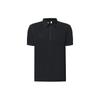 Solid Color Half-Zip Short Sleeve Polo Shirt Men Tops Black A11M327110FBK