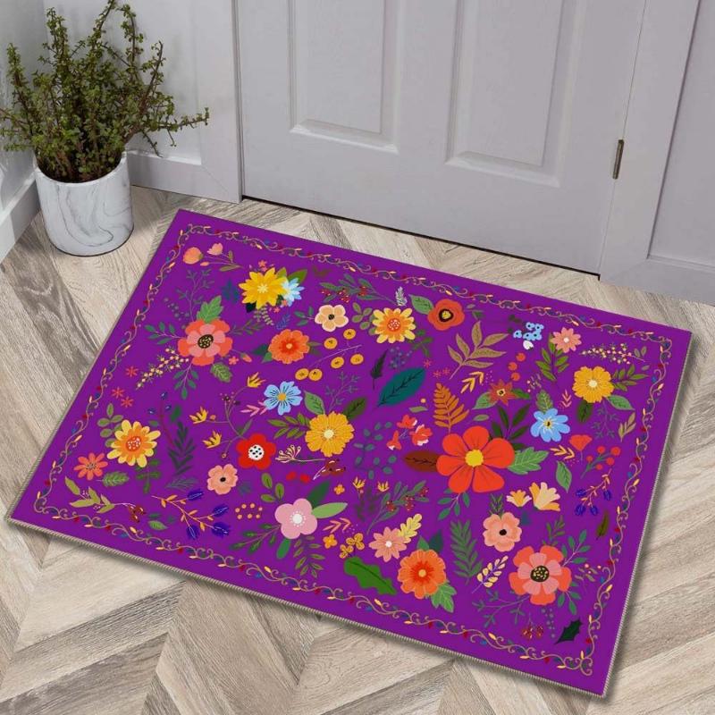 

Vibrant Floral Burst Doormat Colorful Spring Blossom Design Non Slip Mat for Living Room Entryway Hallway Rug Bedroom Indoor 40cm x 60cm