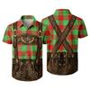 Men’s Short Sleeve Button Down Shirt with Vintage Festival Inspired Print Relaxed Fit Casual Party and Everyday Top