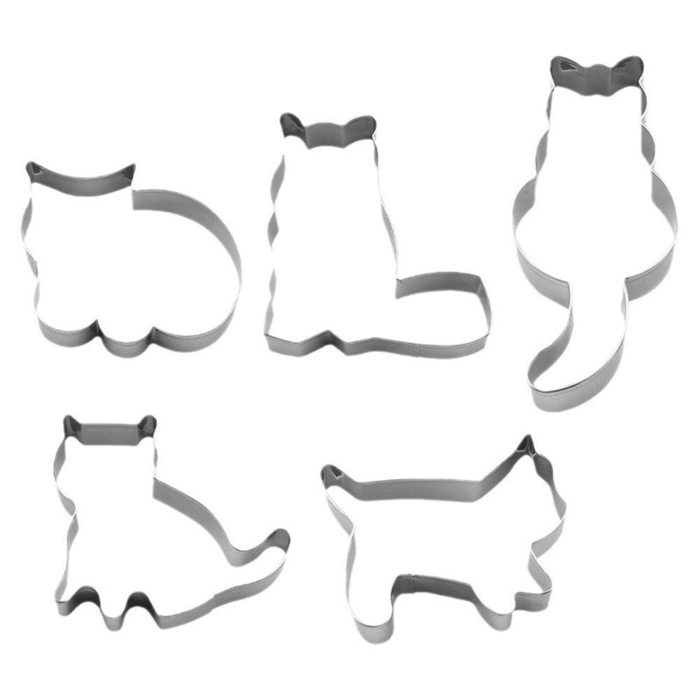 Kitten Stainless Steel Cookie Cutters Set - Cartoon Animal Fondant DIY Baking Molds