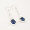 Natural London Blue Topaz Gemstone 925 Sterling Silver Handmade Earrings 2.63" EE-136-10