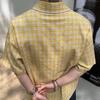 Summer Stylish Short Sleeve Shirt Men's Streetwear Vintage Button Up Turn Down Collar Shirts Trendy Men Plaid Printed