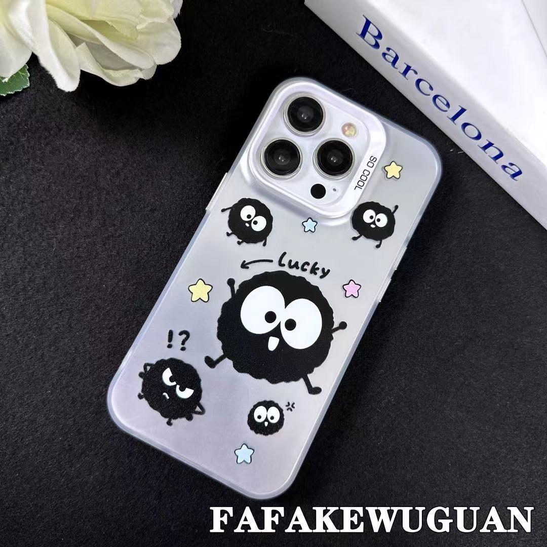 

Happy Coal Balls Cartoon Phone Case for Apple: Fits 15 Pro Max, 16 Pro, 14 Plus, Cute 13, Niche 12 Pro iPhone 12 Pro