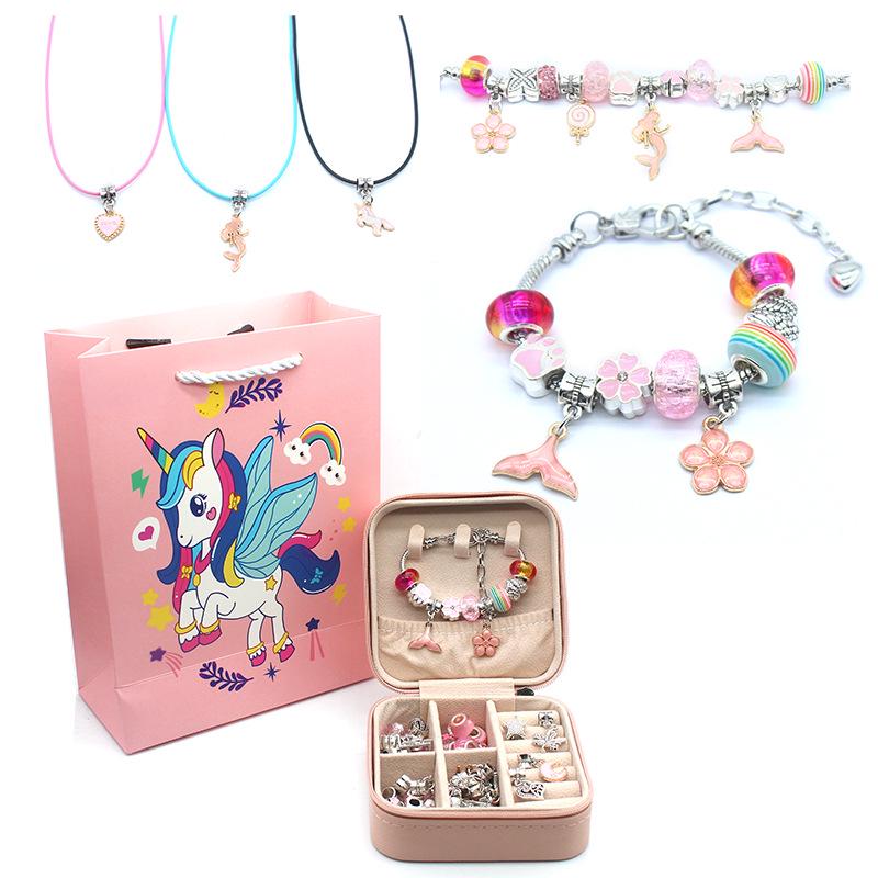 Unicorn Pink Crystal Beaded Bracelet DIY Kit for Kids