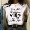 Antwort Jahre Geburtstag T-Shirt Damen Oversize Lustiges Comic-T-Shirt Mädchen Lustig Rundhals Kurzarm Grafik Streetwear Kleidung Yk Oberteile