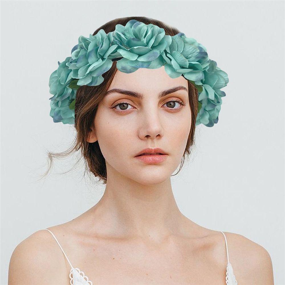 Photo Props Rose Flower Headpiece Bohemian Headwear Fashion Flower Crown  for Women Girls