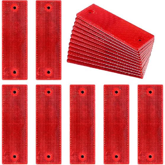 Swpeet 20Pcs Universal White Plastic Rectangular Stick-on Car Reflector Sticker, Door Reflectors Interior White Compatible Warning Plate Adhesive