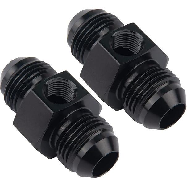 EVIL ENERGY 6AN Male to 6AN Male Flare Union Coupler with 1/8 NPT Gauge Port Fitting Adapter 2PCS