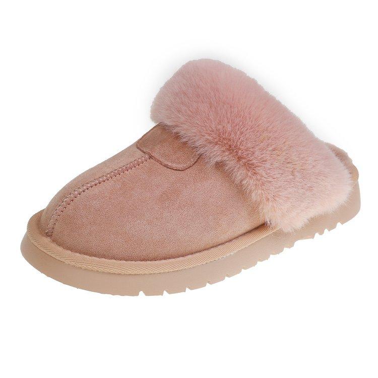 Fur integrated fluff slippers women's outer wear 2025 new bag head thick-soled snow boots heightened half-tow wool slippers