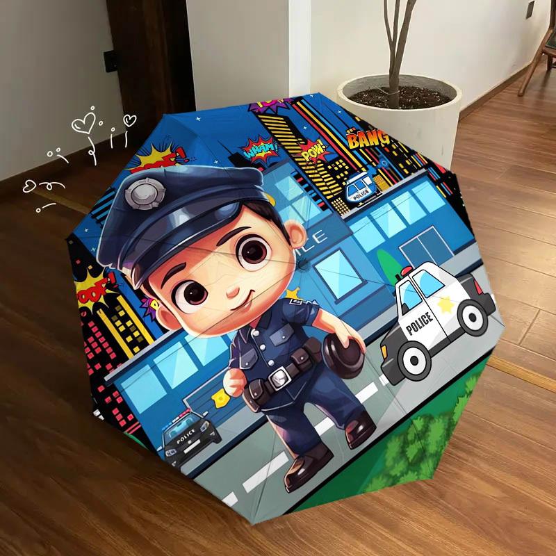 1pc Police Officer Themed High-quality Umbrella,Automatic Opening and Closing Umbrella,Multi-functional Umbrella G0811244