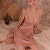 Sex pajamas suspender short nightdress simulation silk smooth dress thin lace nightgown homewear suit skirt