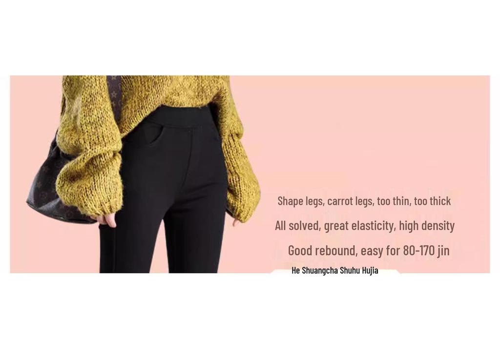 2025 New Style Women's Black Velvet Leggings: Autumn/Winter, Stretchy Skinny Pencil Pants, Thickened for Outerwear