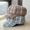 New Octagonal Hat Retro British Plaid Plaid Beret Spring and Autumn Face Showing Painter Newsboy Hat Peaked Hat Trendy