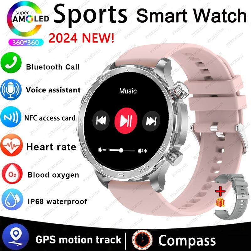 New GPS Track Smart Watch Men AMOLED HD Screen Outdoor Sports Fitness Heart Rate NFC IP68 Waterproof Bluetooth Call Smart Watch