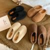 Wool Version~ Thick Sole Inner Height Increase Baotou One Pedal Warm Fluffy Half Slippers Women Wear Cotton Shoes