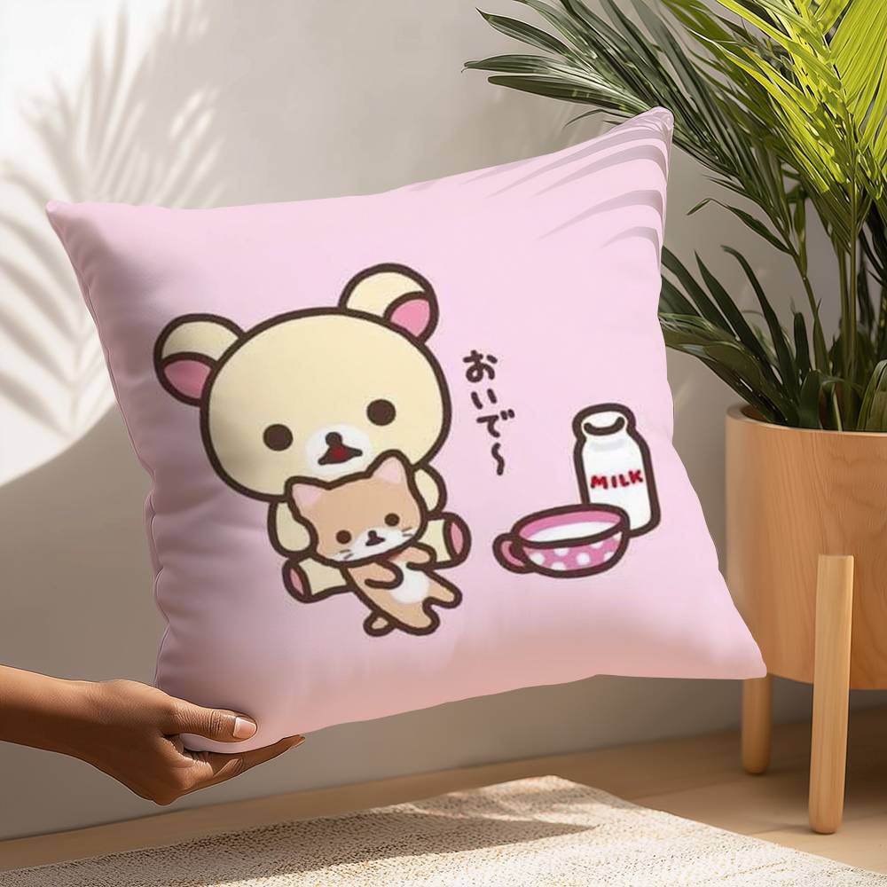Cute Cartoon Rilakkuma Pillow Case Plush Fabric Soft  Pillowcase Double Sided Print Cushion Cover Household Gifts