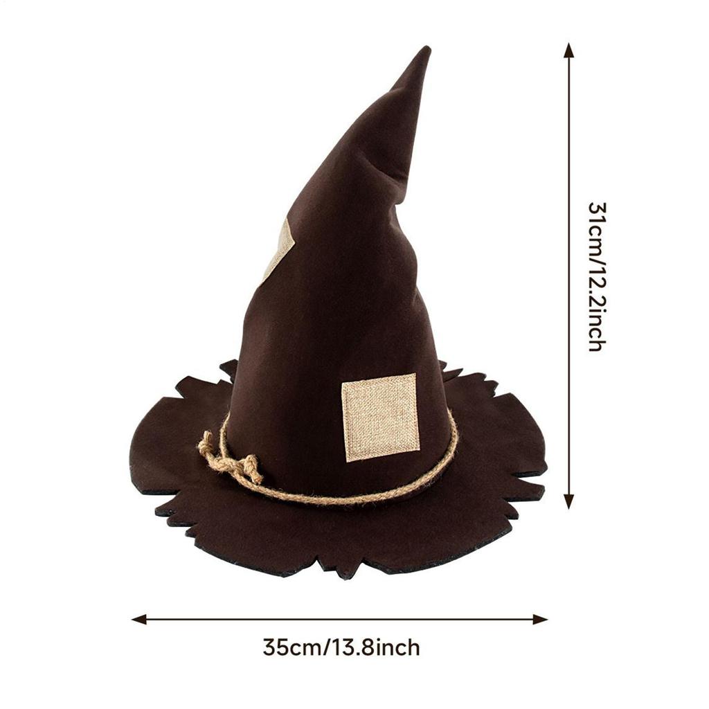 Scarecrow Patch Witch Hat Halloween Witch Hat Party Accessories Dress Up Headwear for Halloween Performance Movie Cosplay