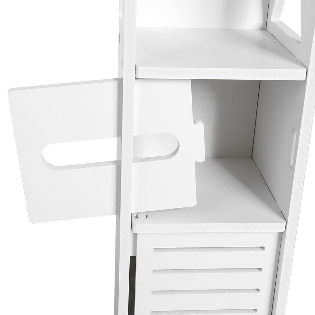 80x15.5x15CM Bathroom Toilet Furniture Cabinet White Wood Cupboard Shelf Tissue Storage Rack