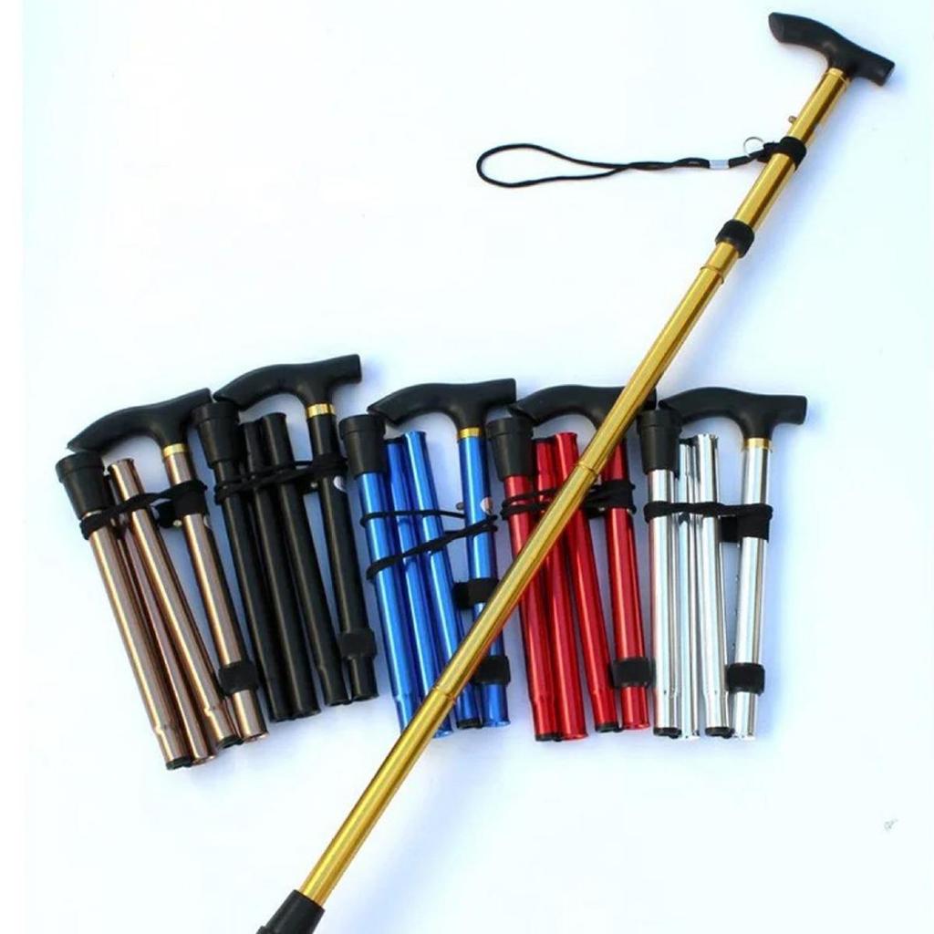 Ultra-Light Adjustable Folding Telescopic Aluminum Walking Stick - Non-Slip Hiking Trekking Pole