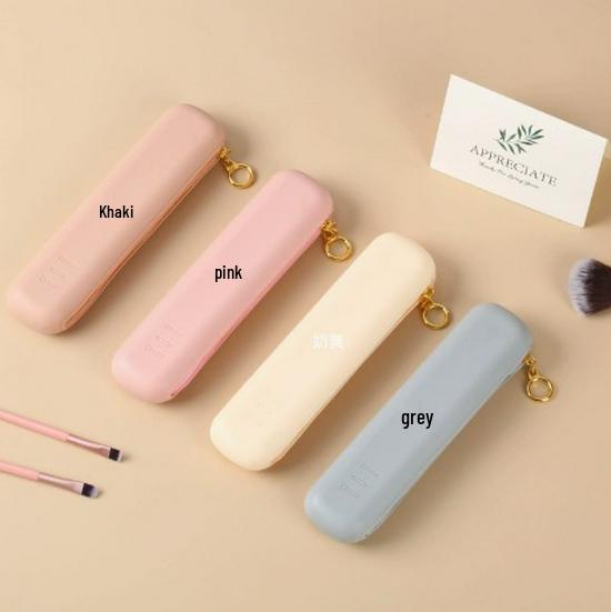 

Компактная водонепроницаемая силиконовая сумка для кистей для макияжа Zippered Makeup Brush Bag - Gray - 1 piece