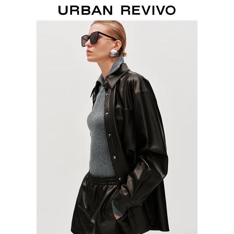 UR Women's Amber Flow Faux Leather Open-Front Shirt