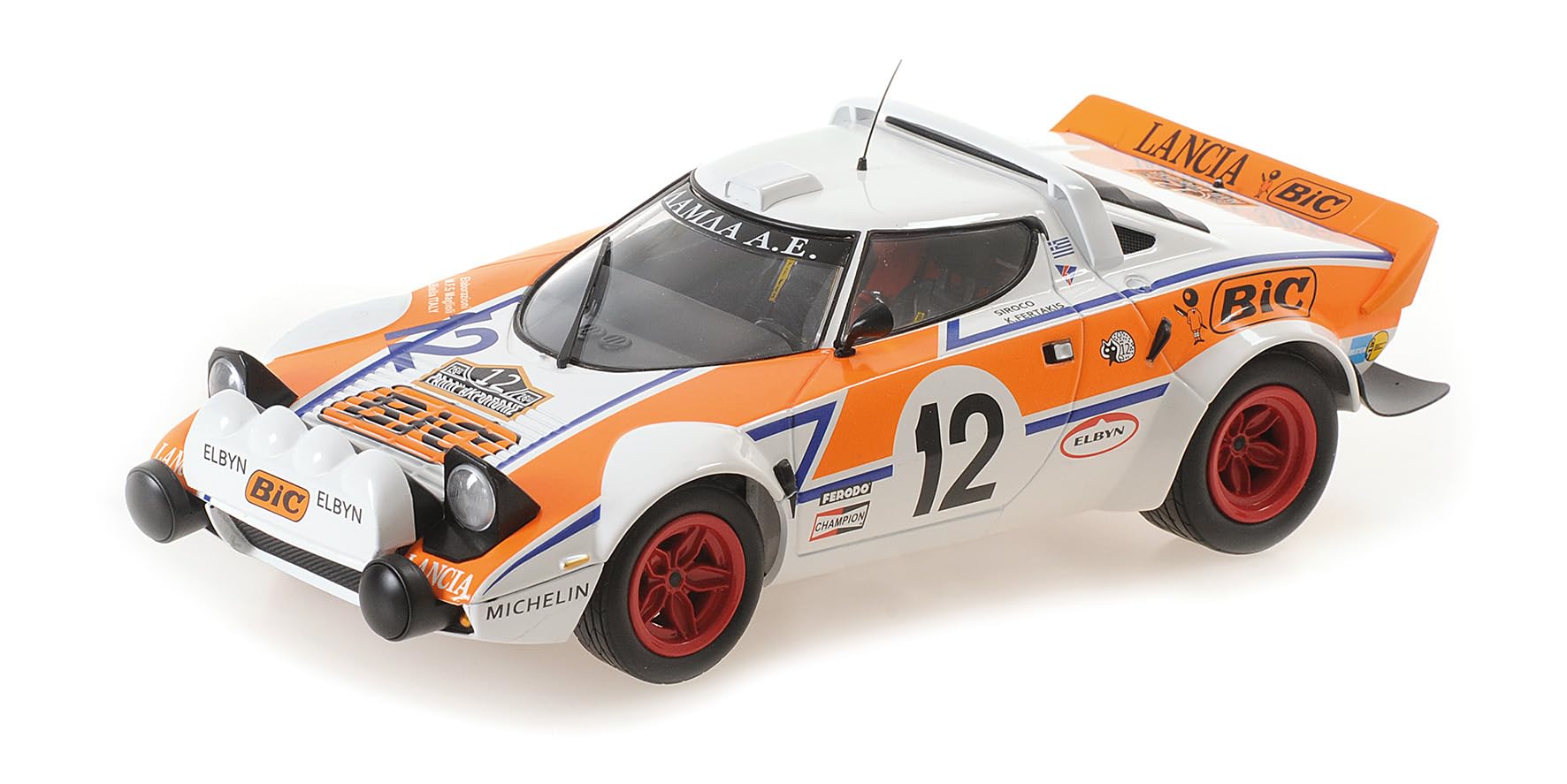 

Minichamps scale Lancia Stratos 1979 Acropolis Rally 1/18 #12 Scirocco / K.Fertakis