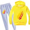 Casual Comfortable Boys' Printed Hooded Suit Sweater Fashionable Loose Clothing Sets Boys