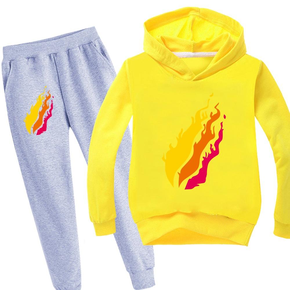 Casual Comfortable Boys' Printed Hooded Suit Sweater Fashionable Loose Clothing Sets Boys