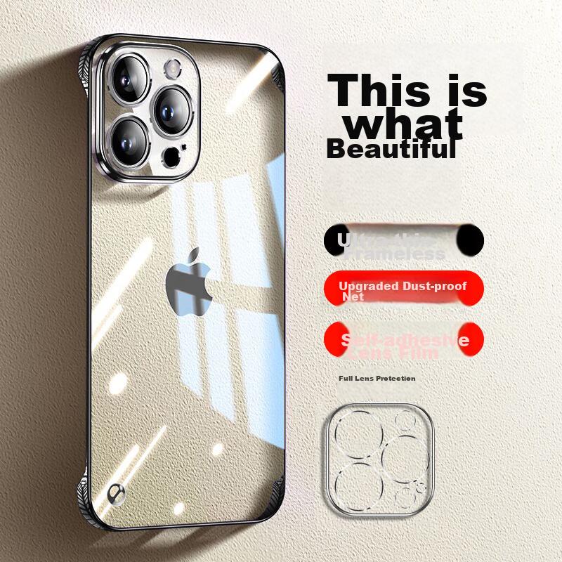 Yellowing Package CompensationIPhone 14 Pro Case, Electroplated Borderless Transparent Heat Dissipation Anti-Drop Simple Design, Graphite Black