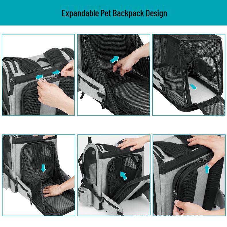 Breathable Expandable Pet Backpack: Portable, Foldable Carrier for Cats and Dogs