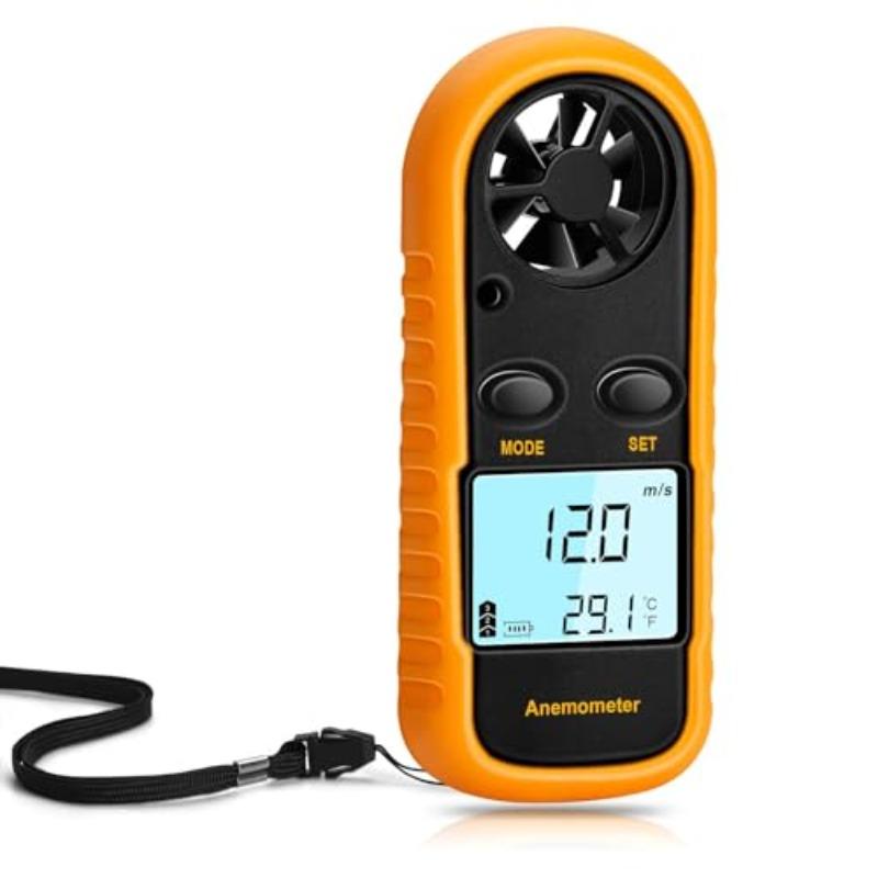 Handheld Digital Anemometer with Digital LCD Display for Measuring Wind Speed Temperature and Cold Temperature. Air Flow Meter