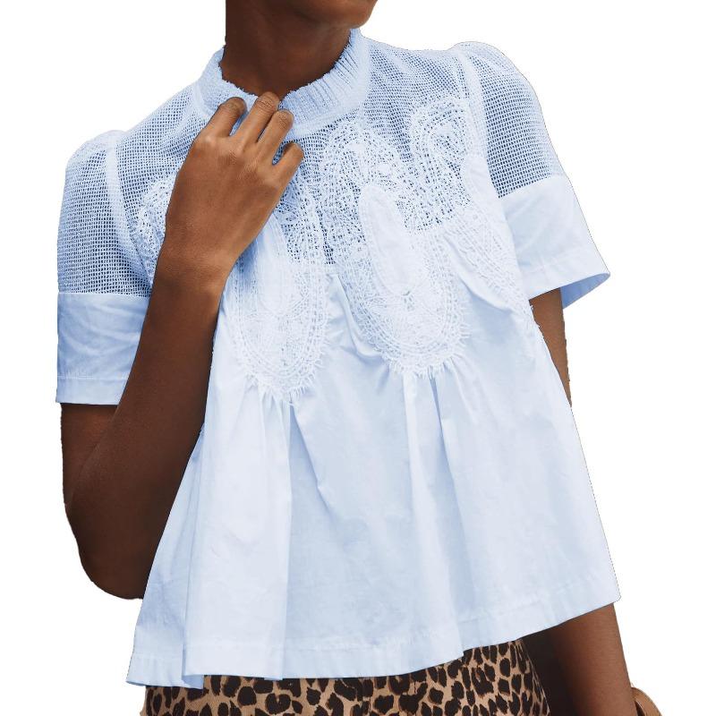 YYFS Moda damska Casual Lato Wiosna Jednolity kolor Drukuj Bluzki i koszule z krótkim rękawem i dekoltem w kształcie litery O