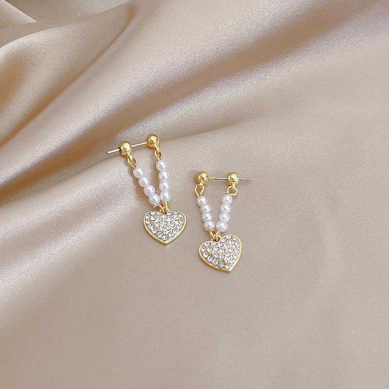 Temperament Pearl Two Earrings, Camellia Rose Bow Front And Rear Large Pearl Stud Earrings