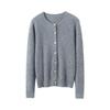 Women's 100% Pure Cashmere Round Neck Cardigan - Autumn/Winter Fashion Long Sleeve Knit Sweater Coat