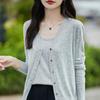 Women's Wool Sweater Qinghe Cashmere 50% Silk 50% Wool Autumn and Winter Wool Cardigan Soft and Warm