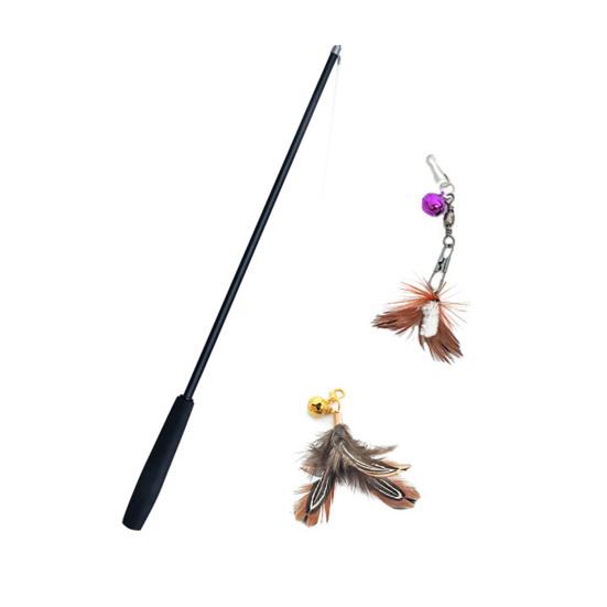 

Игрушка-палочка для кошек, 1,8 м, высокая прочность, удлиненная игрушка для чеканки, выдвижная кошка с 2 сменными колокольчиками из перьев для использования в помещении чёрный