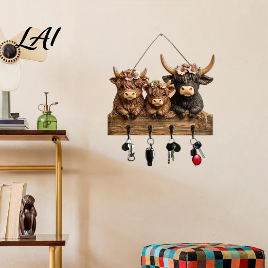 Dark Aesthetic Wall Art Halloween Entryway Key Holder with 4 Hooks Wooden Hanging Sign Mount Rack for Keys Bags And Leashes Home Organizer Mudroom