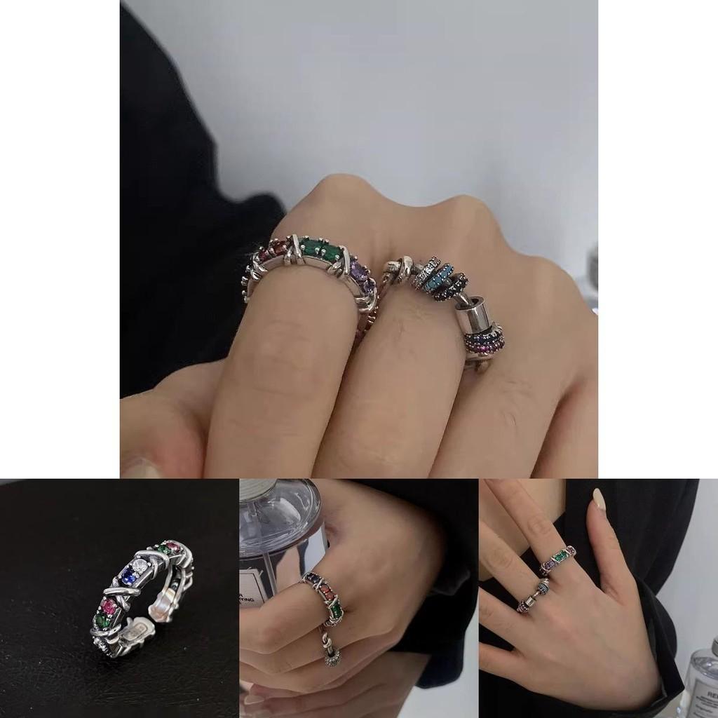 Style Vintage Unique Adjustable Rainbow Zircon Ring For Women Jewelry Fashion