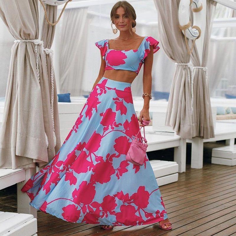 European and American Fashionable Digital Printed off-Shoulder Dress