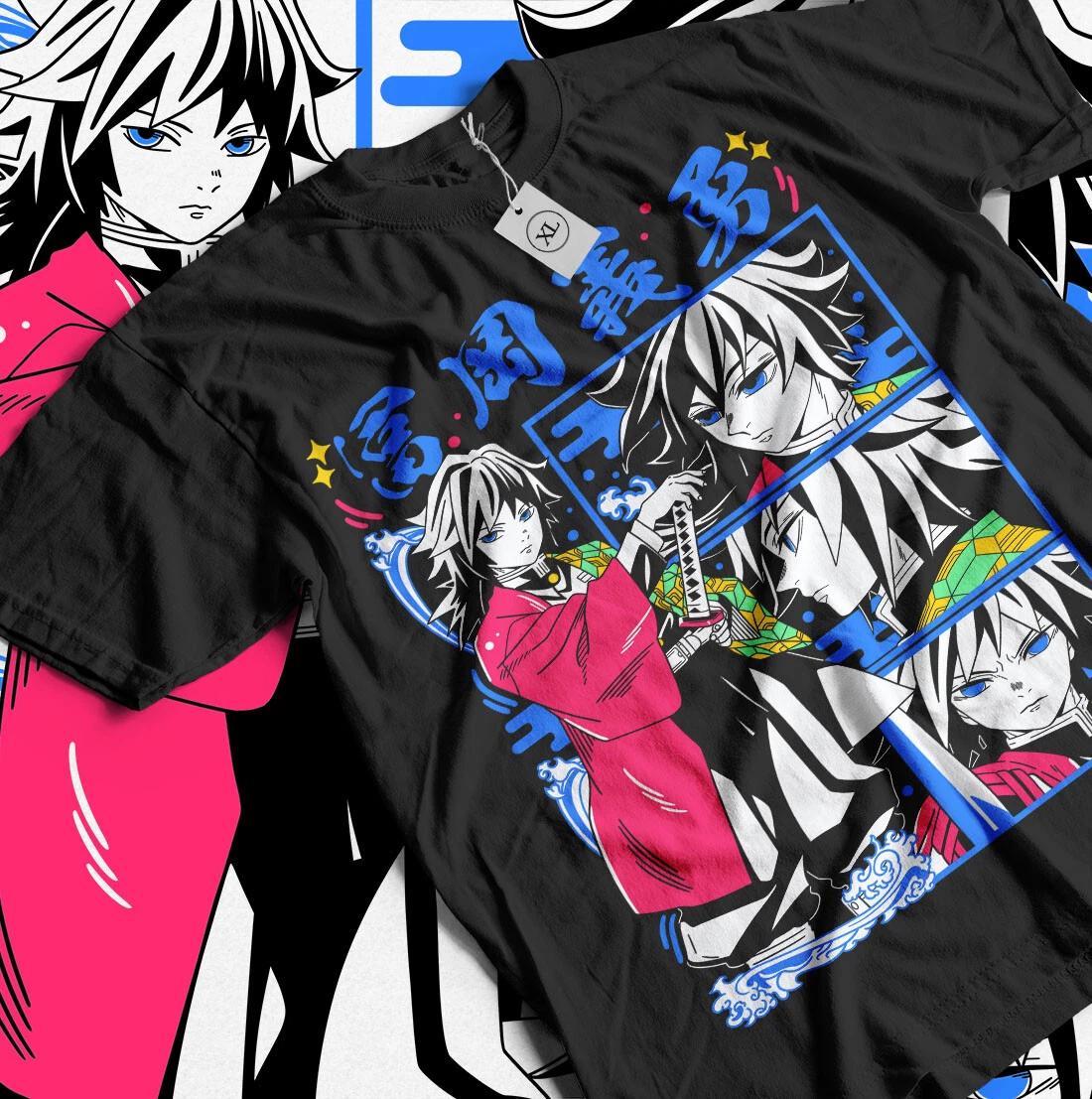 

Футболка Гию Томиока Истребитель демонов Кимэцу но Яиба Аниме Подарок Футболка Размер S